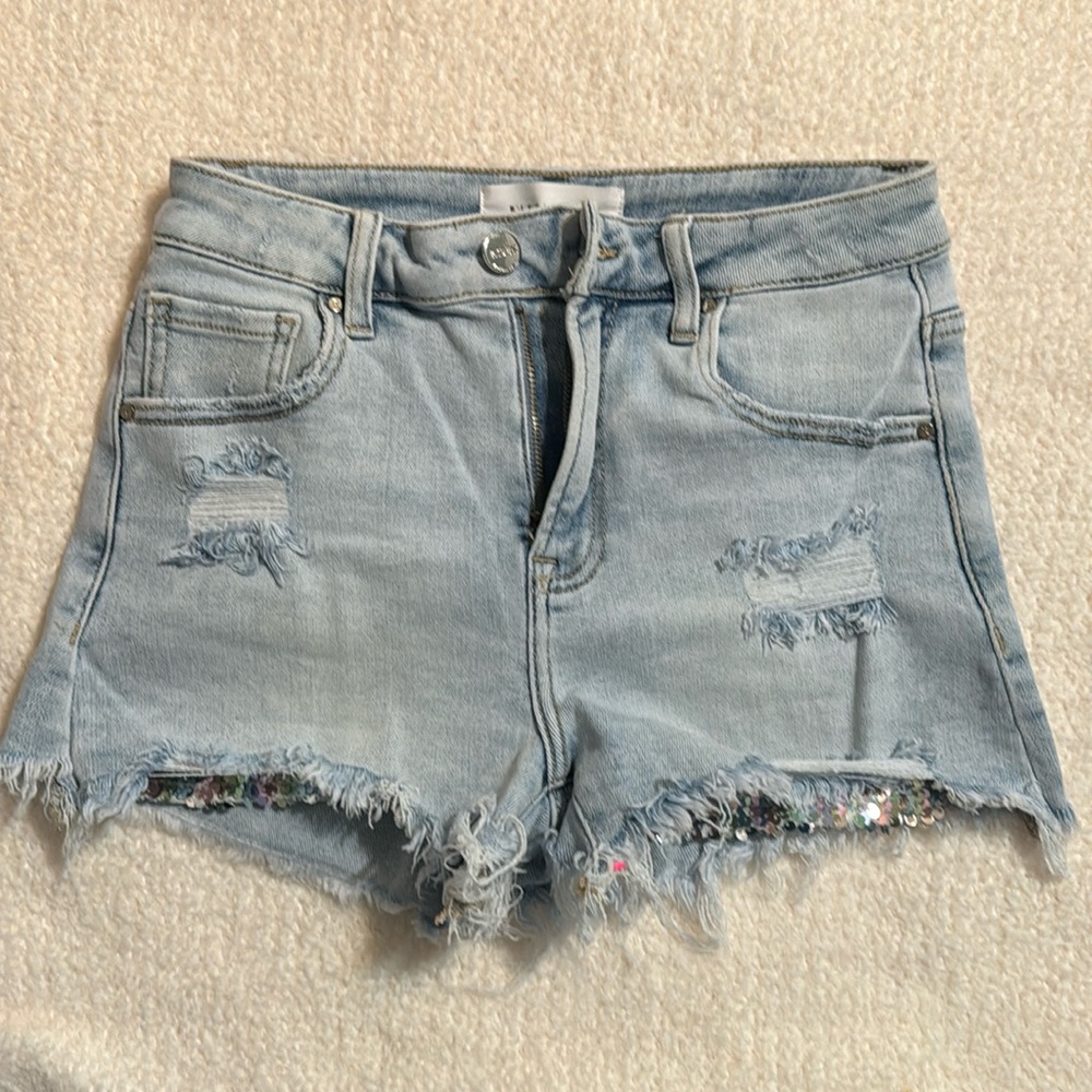 Risen Jeans Sequin Pocket Jean Shorts Size Small